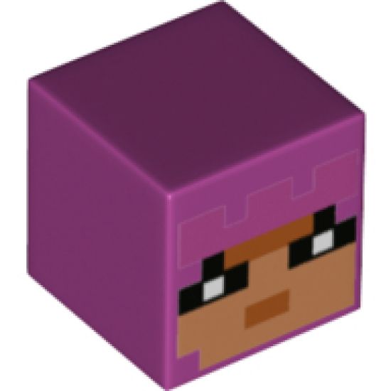 Minifigure, Head, Modified Cube with Minecraft Hedwig Face Pattern