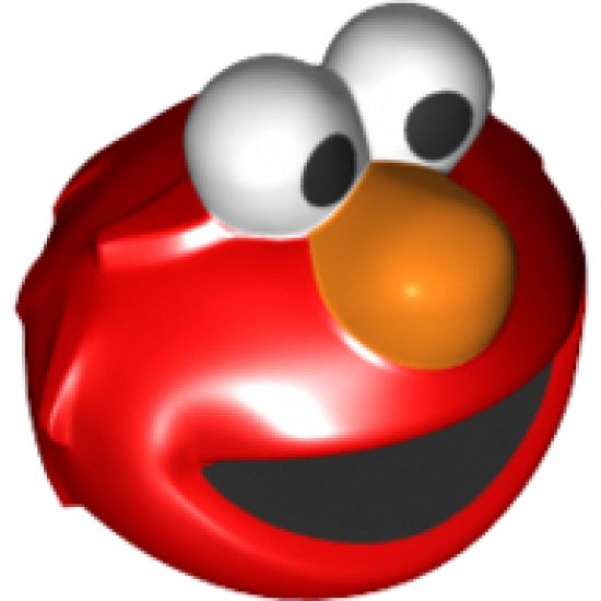 Minifigure, Head, Modified Sesame Street Elmo with White Eyes, Orange Nose and Black Mouth Pattern