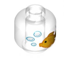 Minifigure, Head without Face Yellow Fish and White Bubbles Pattern - Vented Stud