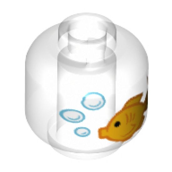 Minifigure, Head without Face Yellow Fish and White Bubbles Pattern - Vented Stud