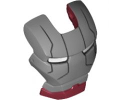 Minifigure, Headgear Accessory Visor Top Hinge with Silver Face Shield, Black Lines on Forehead and Cheeks Pattern