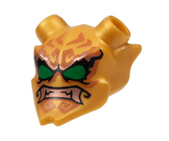 Minifigure, Visor Mask Ninjago Oni with Green Eyes, Copper Teeth, and Dark Orange Markings Pattern