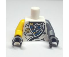 Torso Ninjago Robe with Exposed Mechanical Parts, Ninjago Logogram 'Z', and Gold Lion on Back Pattern / Flat Silver Arm Left / Yellow Arm Right / Black Hand