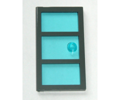 Door 1 x 4 x 6 with 3 Panes with Molded Trans-Light Blue Glass with Stud Handle Pattern