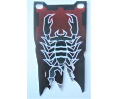 Plastic Part for Sets  8802, 8874, 8876, and 8877 - Black and Dark Red Flag with Long Tatters with Scorpion Pattern