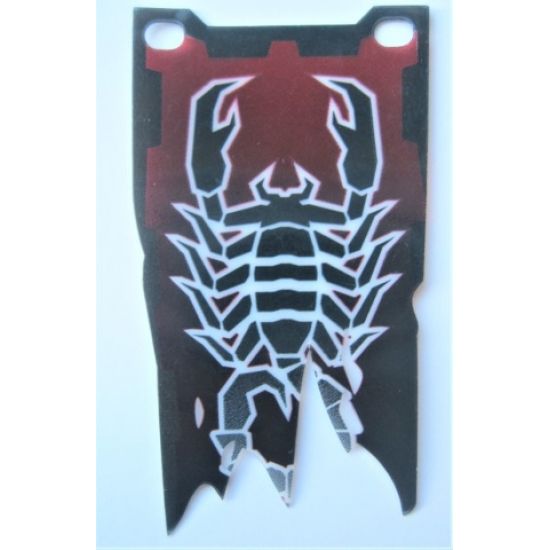 Plastic Part for Sets  8802, 8874, 8876, and 8877 - Black and Dark Red Flag with Long Tatters with Scorpion Pattern