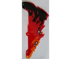 Plastic Part for Set 70674 - Cobra Hood with Black, Red, Trans-Orange, and Trans-Red Flames, LEGO Copyright on Left Pattern