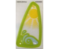 Plastic Triangle 6 x 12 Sail with Lime and Bright Light Blue Wave and Yellow Sun Pattern