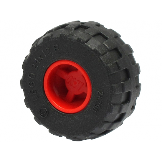 Wheel & Tire Assembly 11mm D. x 12mm, Hole Notched for Wheels Holder Pin with Black Tire 24 x 12 R Balloon (6014b / 56890)