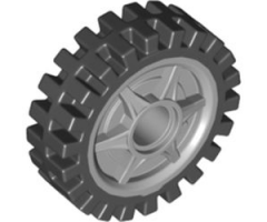 Wheel 24 x 7 with Shallow Spokes with Fixed Black Rubber Tire