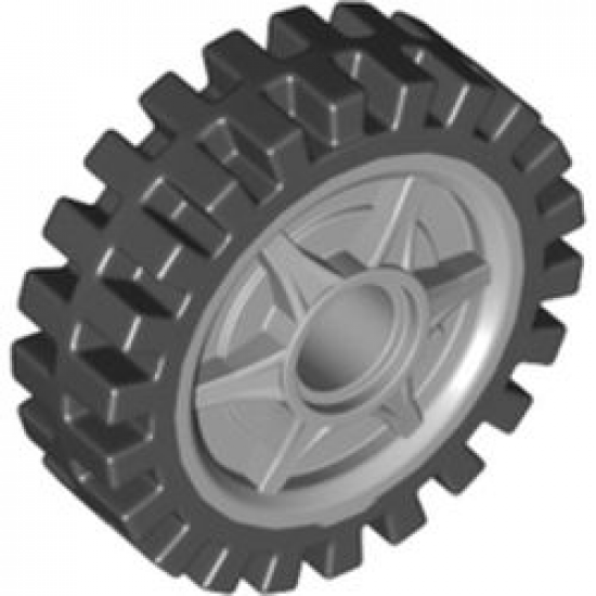 Wheel 24 x 7 with Shallow Spokes with Fixed Black Rubber Tire