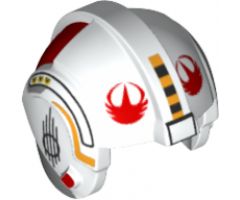 Minifigure, Headgear Helmet SW Rebel Pilot with Red Rebel Logo and Black and Yellow Stripes Pattern (Y-Wing Pilot)