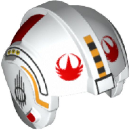 Minifigure, Headgear Helmet SW Rebel Pilot with Red Rebel Logo and Black and Yellow Stripes Pattern (Y-Wing Pilot)