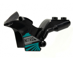 Motorcycle Fairing, Stuntz Sport Bike Tapered Front with 'NITRO' and Dark Turquoise Trim Pattern