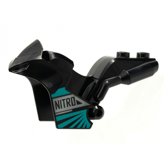 Motorcycle Fairing, Stuntz Sport Bike Tapered Front with 'NITRO' and Dark Turquoise Trim Pattern