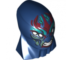 Large Figure Head Modified with Elongated Skull and Thick Neck with 4 White Eyes, Dark Red, Dark Turquoise, and Sand Green Markings, Angry Sharp Bared Teeth Pattern (Eternals Deviant Kro)