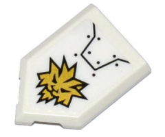 Tile, Modified 2 x 3 Pentagonal with Armor Plates and Gold Lion Head Pattern (Sticker) - Set 70588