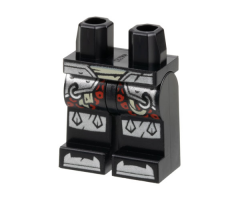 Hips and Legs with Tan Belt, Silver Armor and Knee Pads, Red Circles Pattern