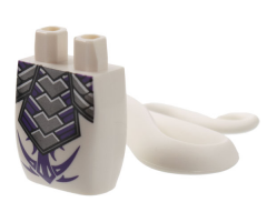 Lower Body with Tail and Pearl Dark Gray Armor Plates, Dark Purple Trim and Tattoo Pattern