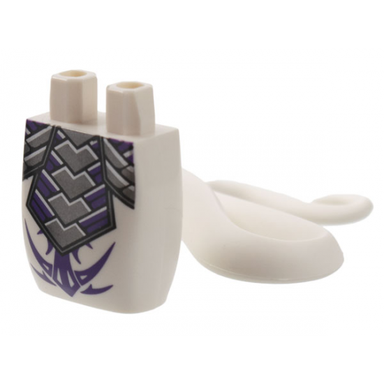 Lower Body with Tail and Pearl Dark Gray Armor Plates, Dark Purple Trim and Tattoo Pattern