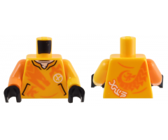 Torso Shirt with Pockets, Orange Dragon, White Ninjago Logogram Letter A and 'ARIN' Pattern / Bright Light Orange Arm Left / Orange Arm Right / Black Hands