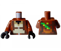 Torso Pixelated Black, Dark Tan, Tan and Dark Brown Vest over Shirt with Silver Zipper, Bamboo on Back Pattern / Reddish Brown Arms / Black Hands