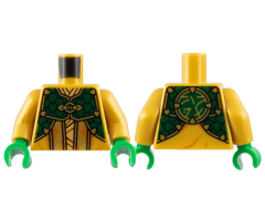 Torso Robe with Dark Orange Trim, Dark Green Mantle, Core Logo on Back Pattern / Pearl Gold Arms / Green Hands