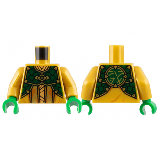 Torso Robe with Dark Orange Trim, Dark Green Mantle, Core Logo on Back Pattern / Pearl Gold Arms / Green Hands