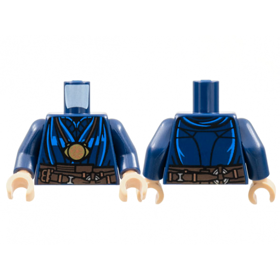 Torso Robe with Dark Azure Trim, Gold and Copper Pendant Necklace, Dark Brown Belt Pattern / Dark Blue Arms / Light Nougat Hands
