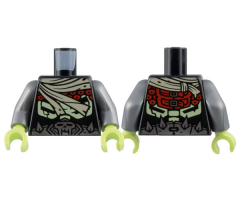Torso Tan Scarf, Red Circles, Yellowish Green Ribs, Silver Belt with Skull and Spikes Pattern / Flat Silver Arms / Yellowish Green Hands