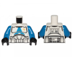Torso SW Armor Clone Trooper with Blue 501st Legion Markings and 2 Yellow Stripes Pattern (Clone Wars) / Blue Arms / Black Hands