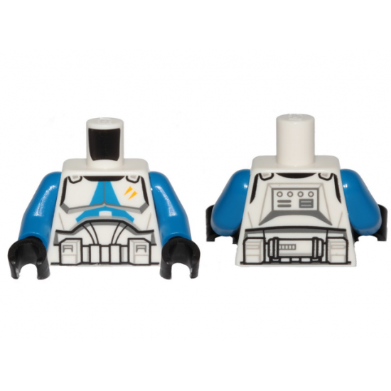 Torso SW Armor Clone Trooper with Blue 501st Legion Markings and 2 Yellow Stripes Pattern (Clone Wars) / Blue Arms / Black Hands