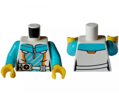 Torso Jacket over Medium Azure Shirt with Collar, White Belt, Silver Zipper, Buckle and Diagonal Stripes Pattern / Medium Azure Arms / Yellow Hands