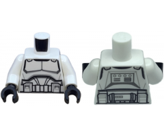 Torso SW Armor Clone Trooper with Black Belt and Dark Bluish Gray and Light Bluish Gray Markings Pattern / White Arms / Black Hands