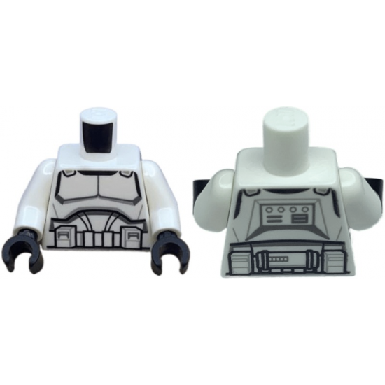Torso SW Armor Clone Trooper with Black Belt and Dark Bluish Gray and Light Bluish Gray Markings Pattern / White Arms / Black Hands