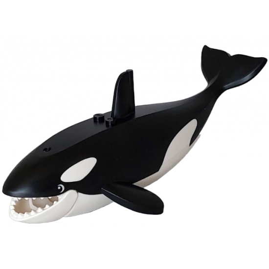 Whale / Orca with Molded White Spots and Printed Eyes Pattern