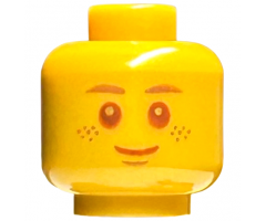 Minifigure, Head Copper Eyebrows, Freckles, and Chin Dimple, Reddish Brown Eyes and Grin Pattern