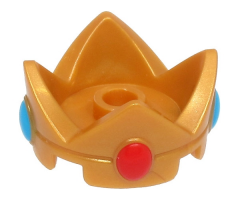 Large Figure Headgear, Crown 2 x 2 with Molded Red and Dark Azure Jewels Pattern