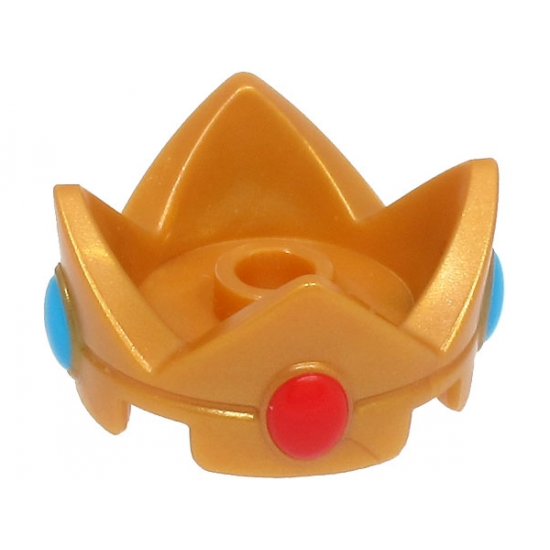 Large Figure Headgear, Crown 2 x 2 with Molded Red and Dark Azure Jewels Pattern