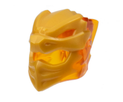 Minifigure, Headgear Helmet with Flames on Back with Molded Pearl Gold Dragon Face Pattern