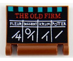 Minifigure, Utensil Book Cover with Red 'THE OLD FIRM', Tri-Wizard Score Card on Black Background Pattern
