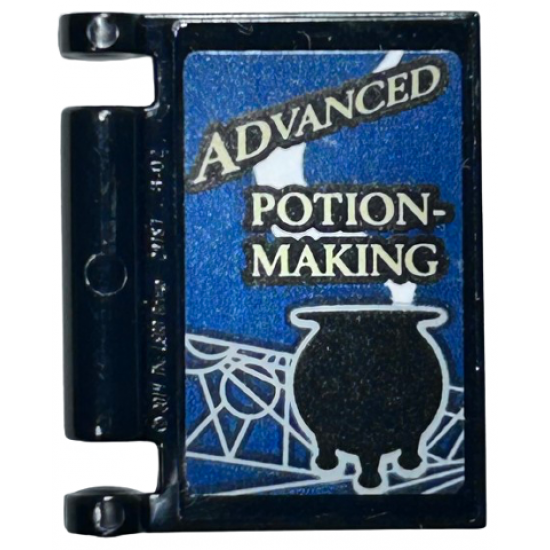 Minifigure, Utensil Book Cover with 'ADVANCED POTION-MAKING' and Black Smoking Cauldron on Dark Blue Background Pattern (Sticker) - Set 76399