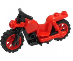 Motorcycle Chopper with Black Frame, Red Wheels and Black Handlebars
