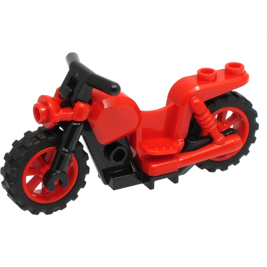 Motorcycle Chopper with Black Frame, Red Wheels and Black Handlebars