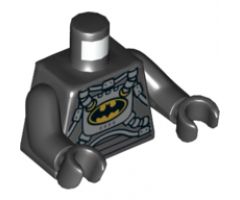 Torso Spacesuit with Silver Gear, Bat in Gold Oval Pattern / Black Arms / Black Hands