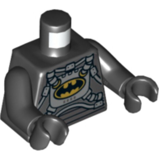 Torso Spacesuit with Silver Gear, Bat in Gold Oval Pattern / Black Arms / Black Hands