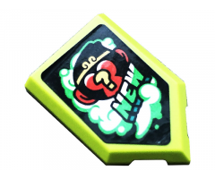 Tile, Modified 2 x 3 Pentagonal with Monkey, Question Mark and 'NEW' on Black Background Pattern (Sticker) - Set 80020