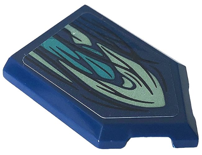 Tile, Modified 2 x 3 Pentagonal with Dark Turquoise and Sand Green Skin Pattern (Sticker) - Set 76154