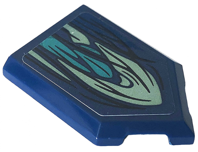 Tile, Modified 2 x 3 Pentagonal with Dark Turquoise and Sand Green Skin Pattern (Sticker) - Set 76154