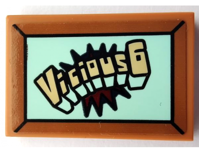 Tile 2 x 3 with Frame, 'Vicious6' on Light Aqua Background Pattern (Sticker) - Set 75551